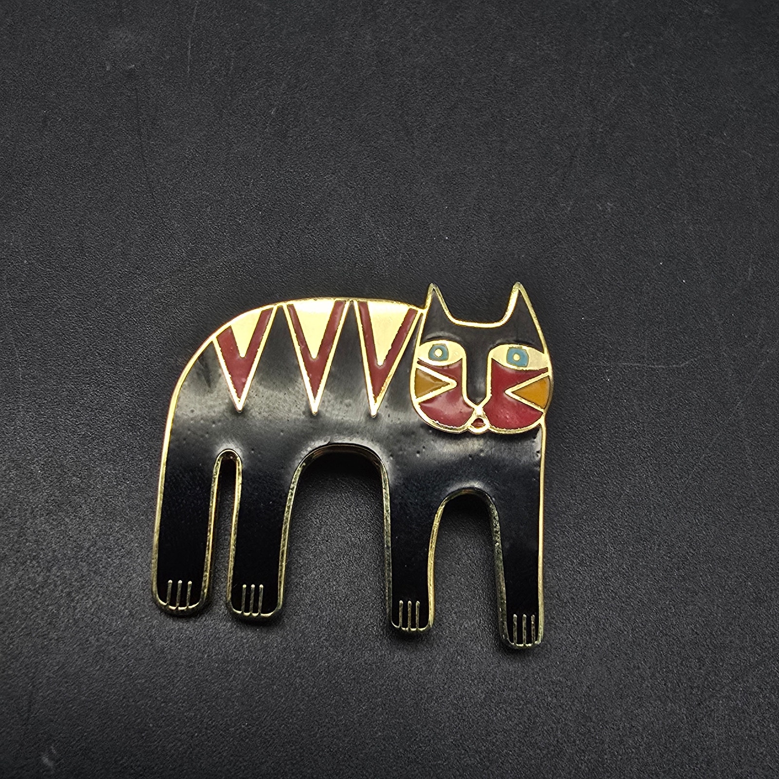 Laurel Burch Magicat Brooch Black Enamel Gold Tone Vintage Jewelry 40$